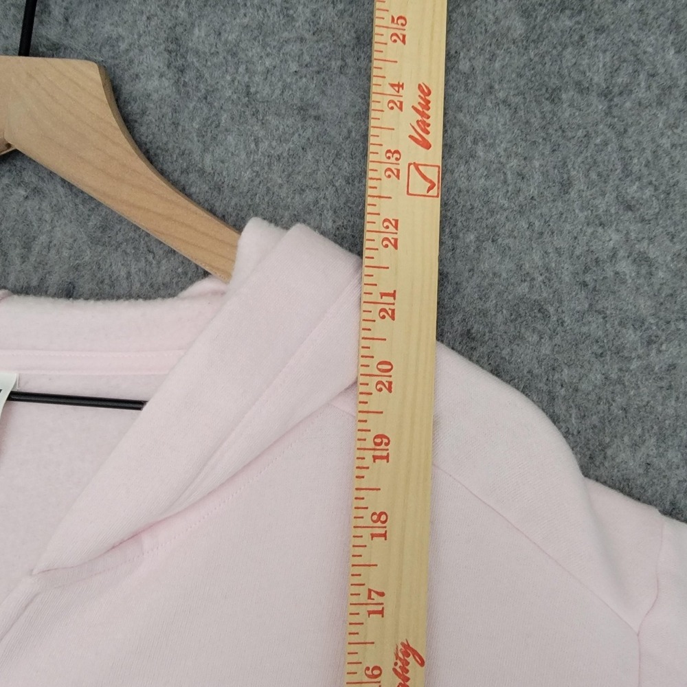 PINK Victorias Secret Hoodie Womens M Pink Floral Logo Embroidered Crop Pullover - Picture 13 of 14